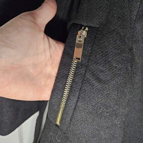 Vera Moda Wool Blend Black Mock Neck Belted Coat Sz M - Picture 6 of 14